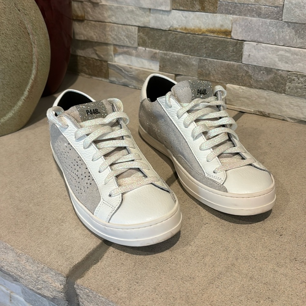 P448 John Silver Metallic Glitter Low Rise Sneakers